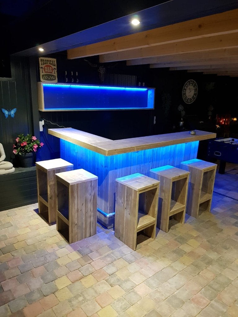Unieke kwaliteit bar, toog van steigerhout in elke maat/vorm, Ophalen, Nieuw in verpakking, Meubilair