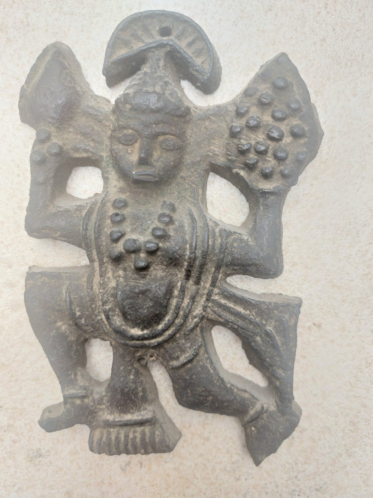 Indische Hindu figuur in ijzer., Ophalen, Handgemaakt, Grijs, 15 cm