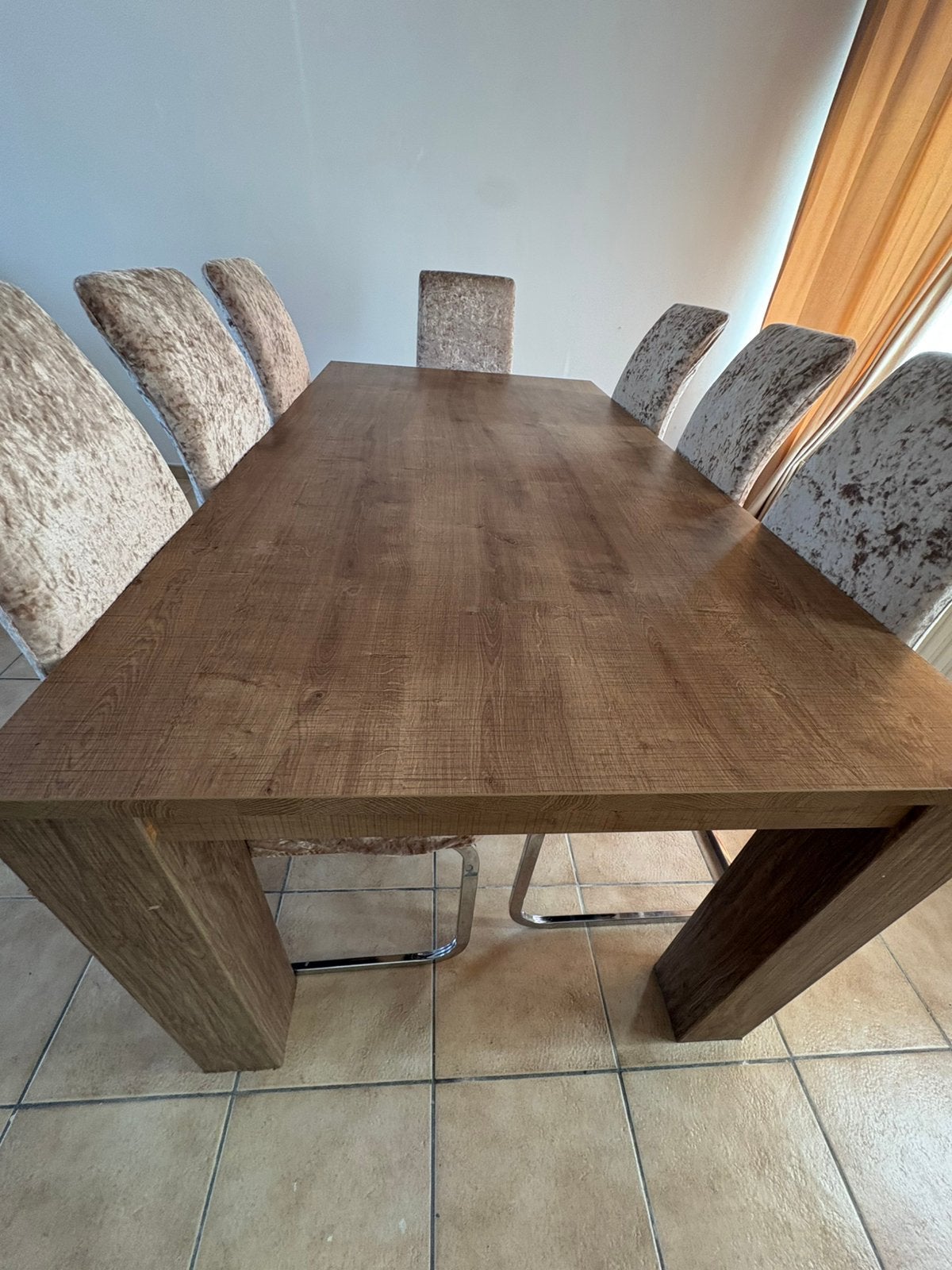 Table à manger avec chaises, Brun, Enlèvement, Bois, Eet tafel met stoelen