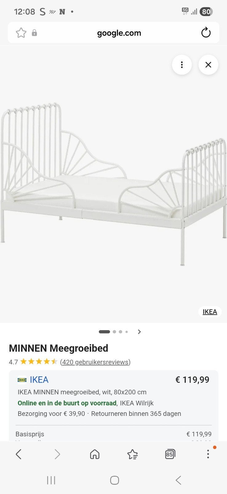 meegroeibed Minnen (ikea) met meegroeimatras, Kinderen en Baby's, Kinderkamer | Bedden, Ophalen