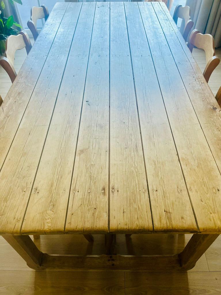 Eikehouten tafel + 6 stoelen *prijs verlaagd*, Huis en Inrichting, Tafels | Eettafels, Ophalen, Gebruikt, Vijf personen of meer