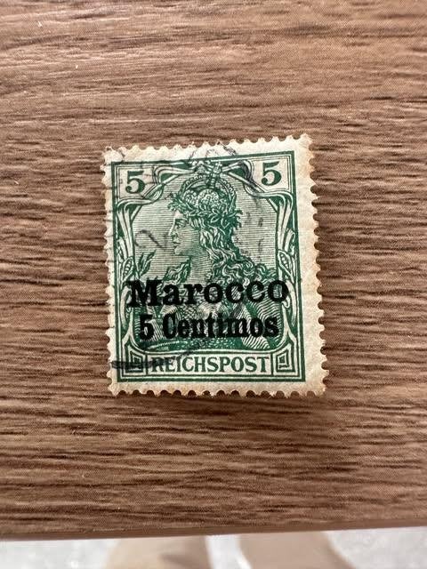 stamp postzegel reichspost Marocco 5 centimes, Ophalen of Verzenden, Duitse Keizerrijk, Gestempeld