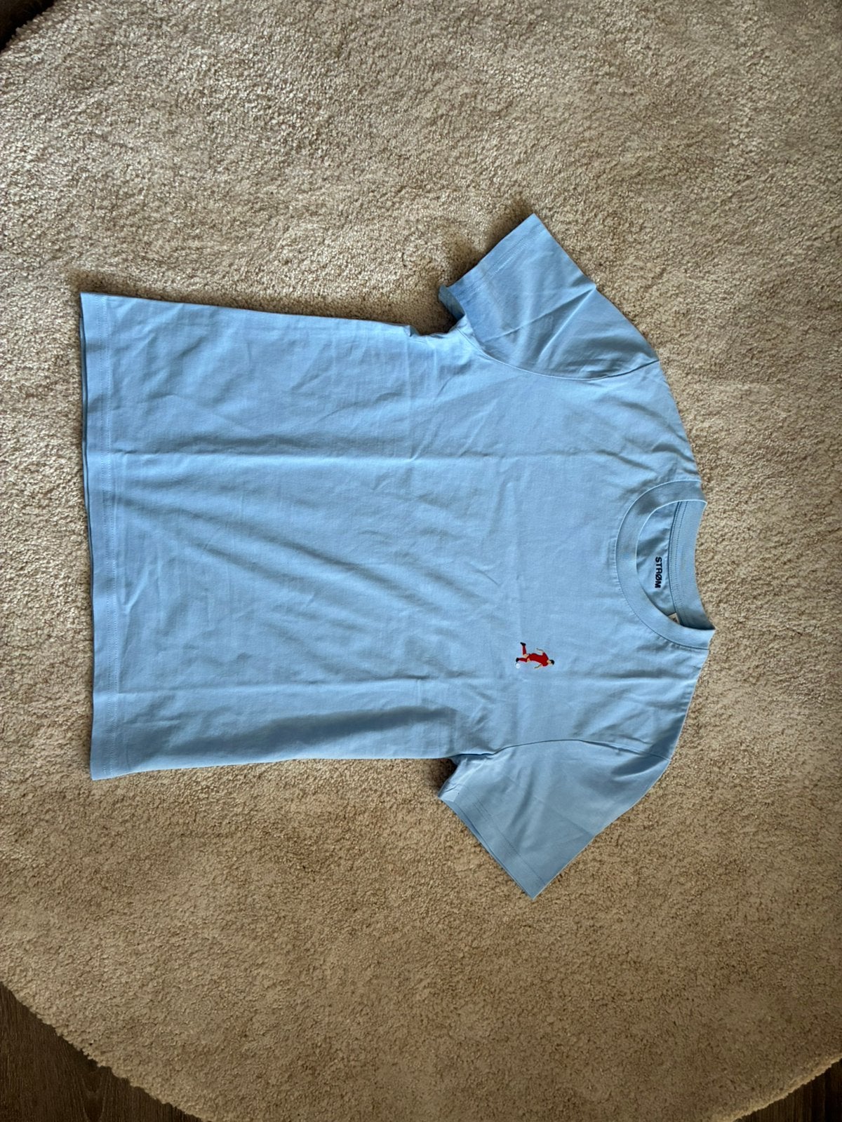 STRØM t-shirt lichtblauw, Ophalen of Verzenden, Zo goed als nieuw, Blauw