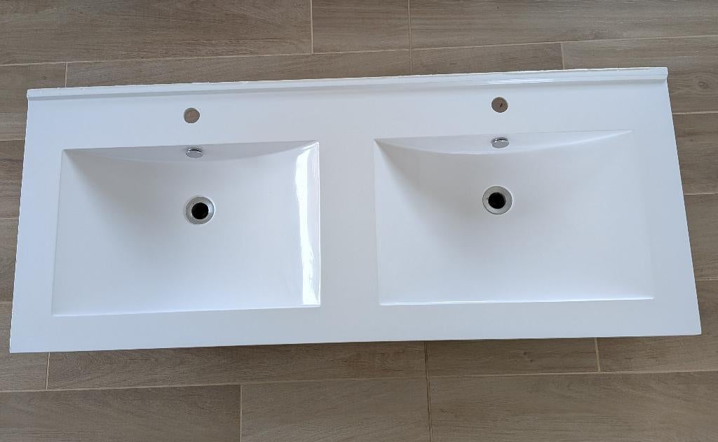 dubbele witte lavabo, Ophalen, Zo goed als nieuw, Wastafel