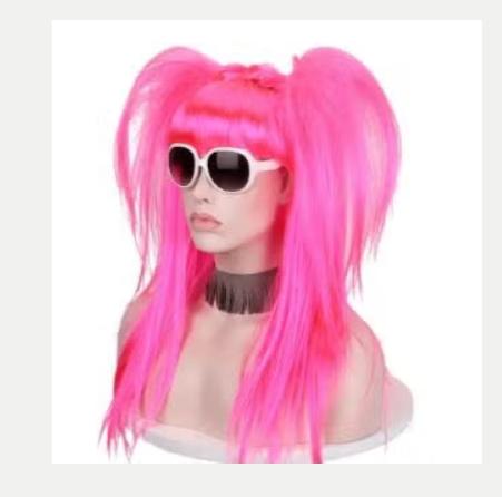Perruque de cosplay synthétique rose à double queue de cheva, Enlèvement ou Envoi, Neuf