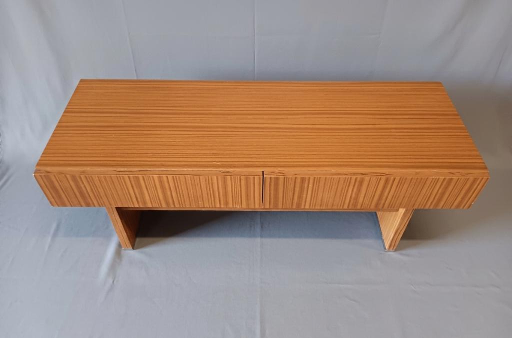 Vintage zebrano tv-meubel / lowboard jaren 70, Ophalen, Gebruikt, 100 tot 150 cm, Geen