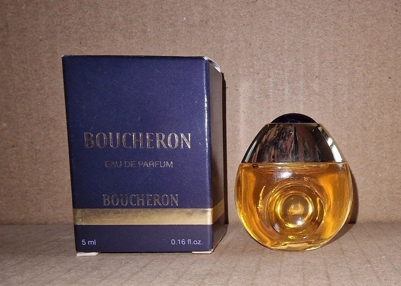 Miniature parfum Boucheron cabochon bleu sur bouchon EDP 5ml, Envoi, Comme neuf
