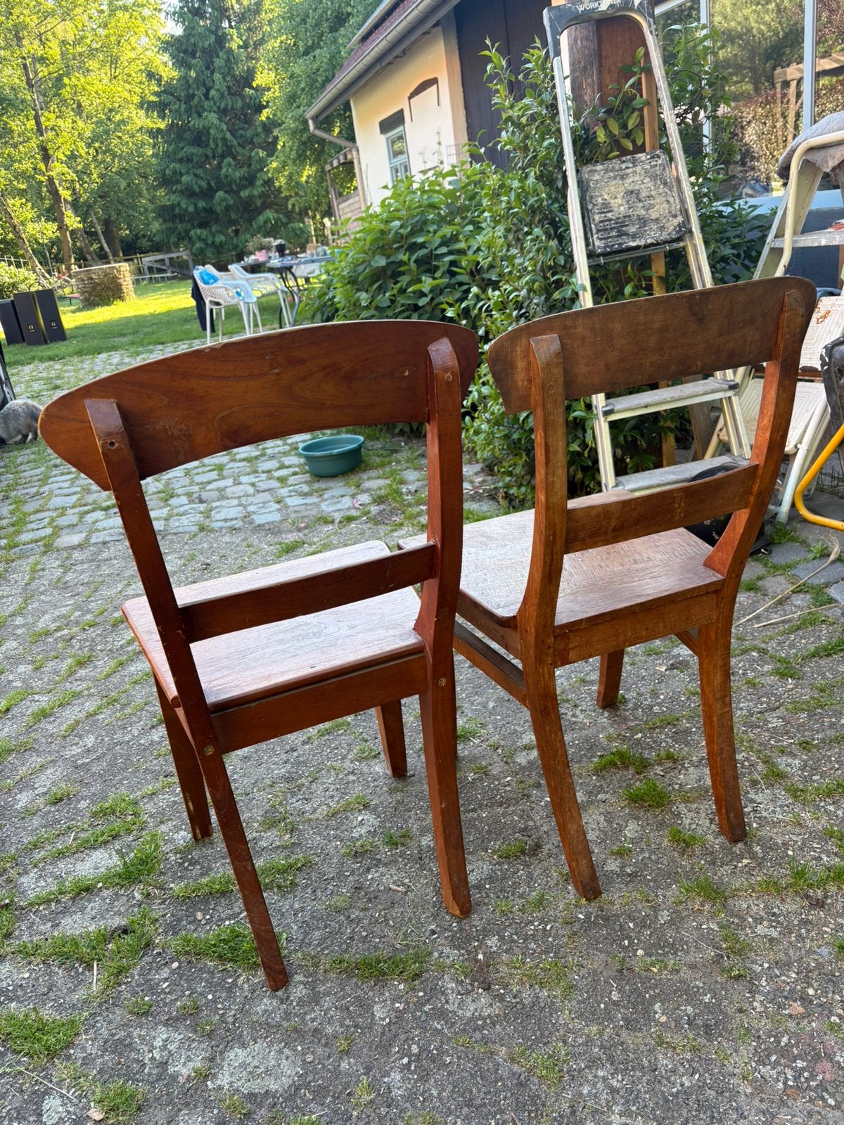 Teakhouten stoelen 2 stuks, Huis en Inrichting, Stoelen, Ophalen, Twee