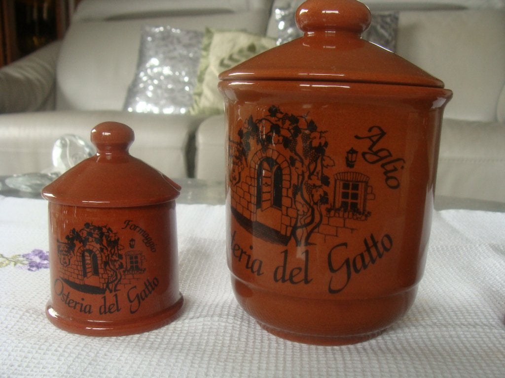 service 3 pots à épices brun avec couvercle, neuf vintage, Neuf, Vintage, Céramique, Enlèvement