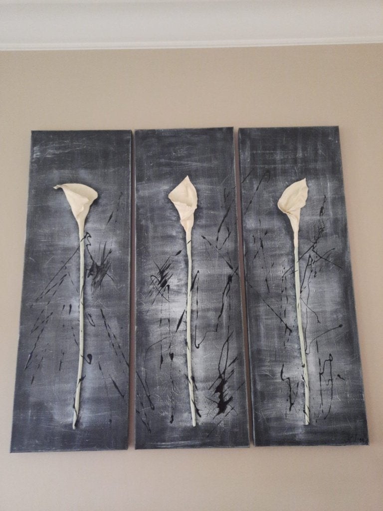 Drieluik schilderij (bloemen), Maison & Meubles, Accessoires pour la Maison | Peintures, Dessins & Photos, Comme neuf, Enlèvement