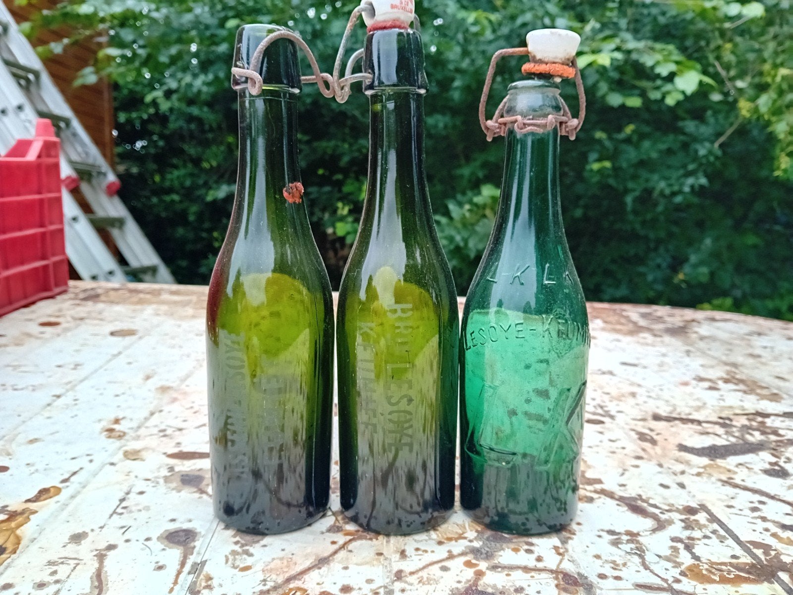 Anciennes bouteilles de bière vintage - Brasserie Lesoye Keu, Collections, Enlèvement ou Envoi