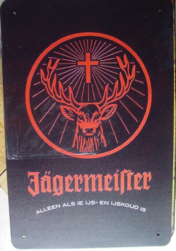 JAGERMEISTER REKLAME -METAAL-, Verzamelen, Merken en Reclamevoorwerpen, Ophalen of Verzenden