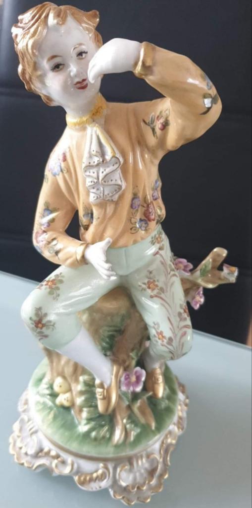 Geërfd. Antieke meissen handbeschilderde beeld., Antiek en Kunst, Curiosa en Brocante, Verzenden