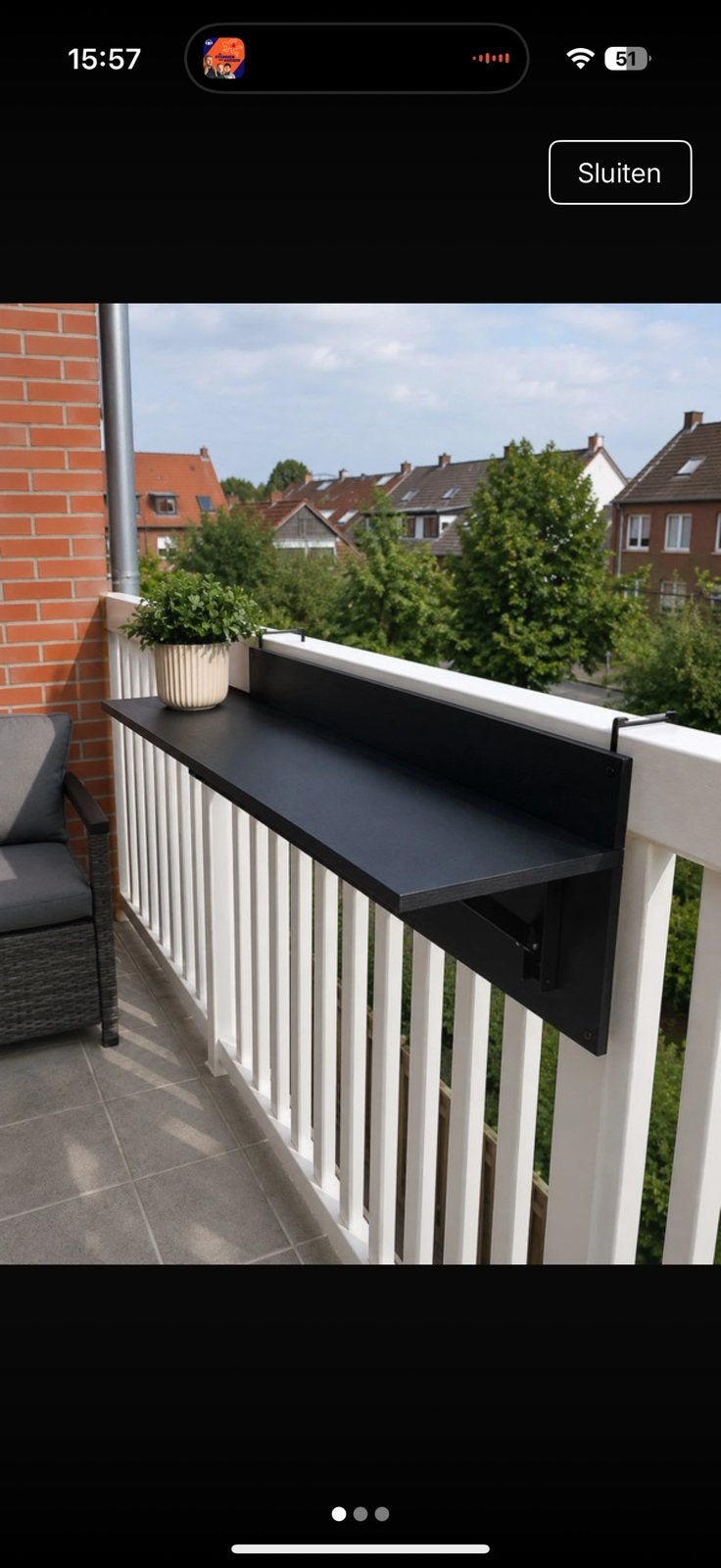 Balkontafel / Hangtafel voor Balkon – Opklapbaar – Zwart, Jardin & Terrasse, Accessoires mobilier de jardin, Comme neuf, Enlèvement ou Envoi