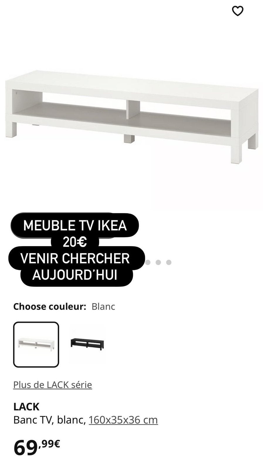 Ikea meuble tv lack, Enlèvement, Utilisé