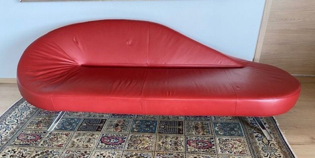 design chaise longue in rood leder, Huis en Inrichting, Ophalen