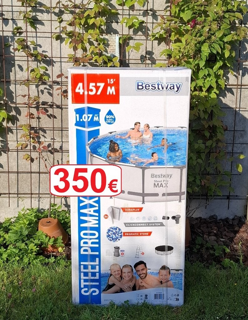 Piscine tubulaire NEUVE 457*107 avec accessoires, Ophalen, 80 tot 120 cm, Rond, 300 cm of meer