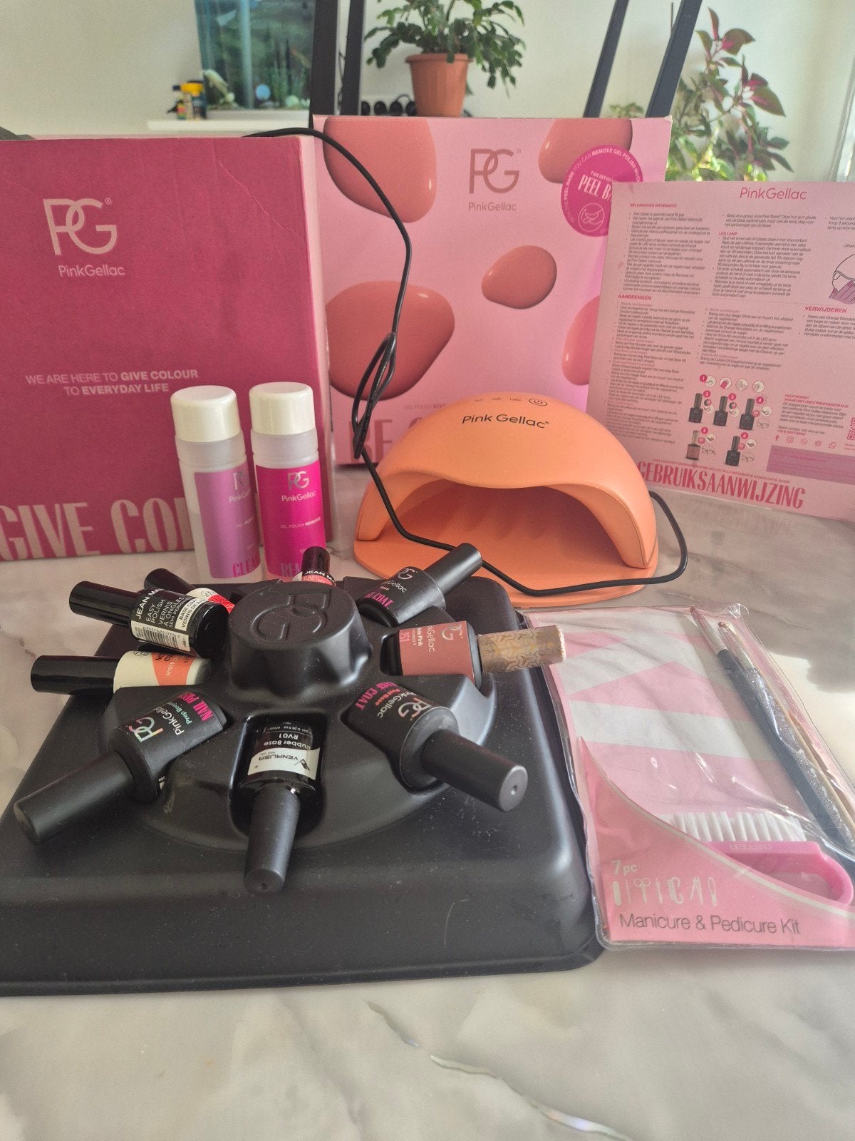 Pink Gellac Starterset + LED Lamp & Accessoires, Ophalen, Zo goed als nieuw, Handen en Nagels, Accessoires