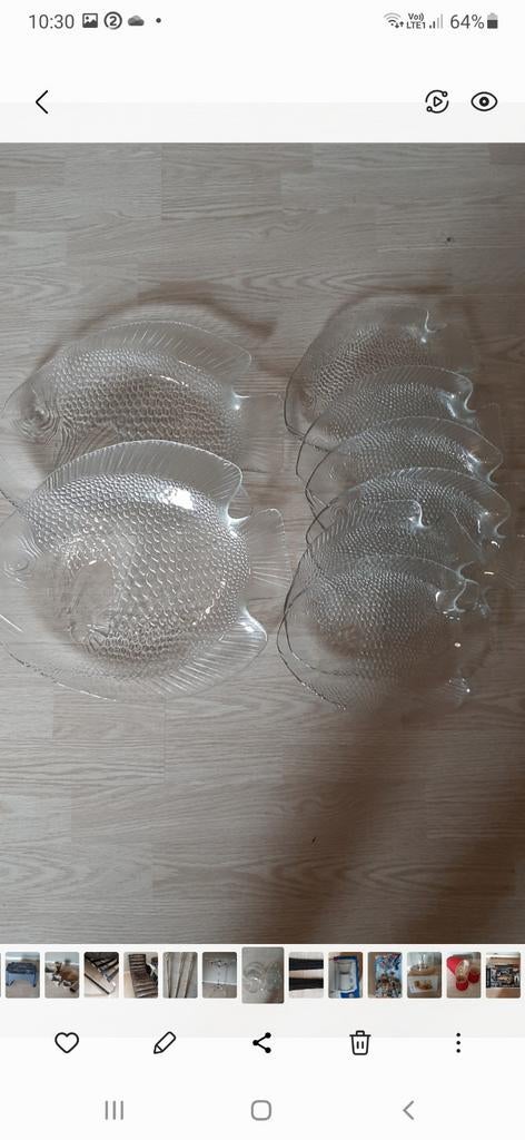 Grote schotels + borden voor vis in glas, perfecte staat, Huis en Inrichting, Ophalen