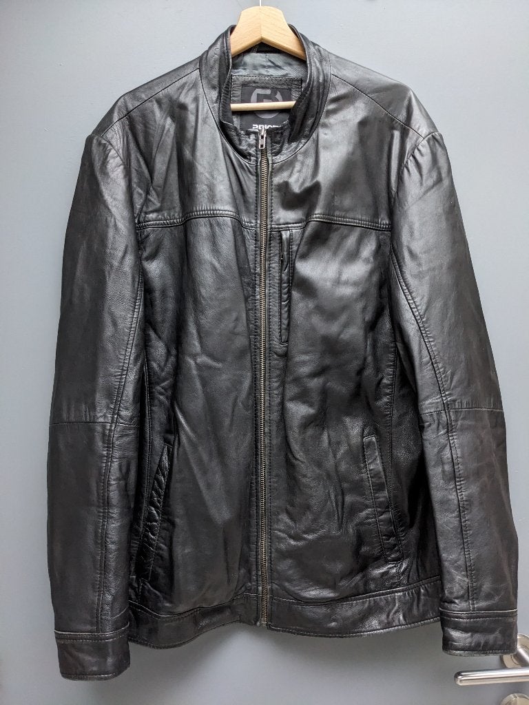 Veste en cuir véritable noire, Brice, XXL, Veste ou Manteau, BRICE, Enlèvement, Porté