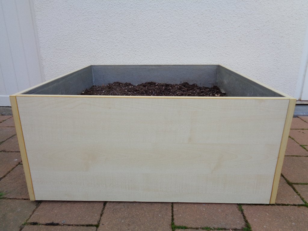 plantenbak op wielen voor binnenshuis + 3 bakjes, Ophalen, Gebruikt, Vierkant, Binnen