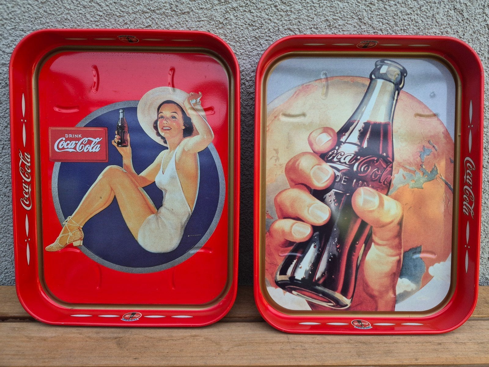 Vintage Coca Cola blikken dienbladen, Ophalen, Gebruikt