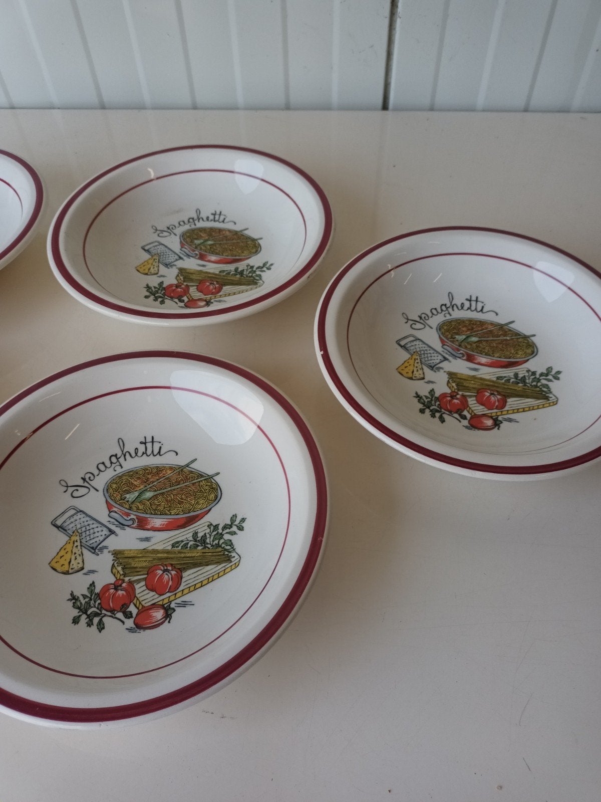5 vintage Italiaanse spaghettiborden, Enlèvement ou Envoi