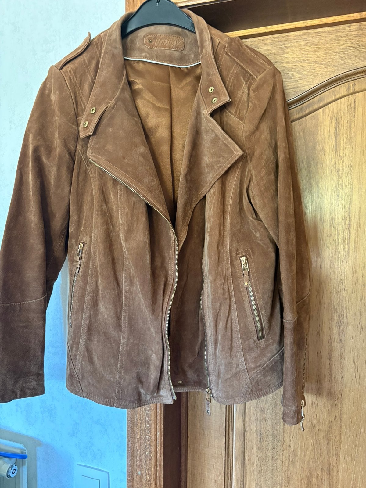 Daim damesvest - kleir beige - maat 40/42, Kleding | Dames, Beige, Zo goed als nieuw, Jasje, Ophalen