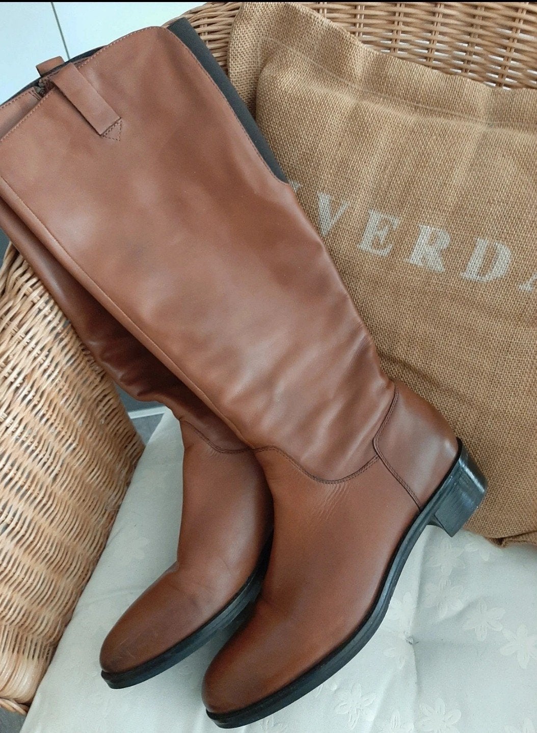 Puur cognac leren rijlaarzen - Cecile store - 41, Hoge laarzen, Bruin, Verzenden, Zo goed als nieuw
