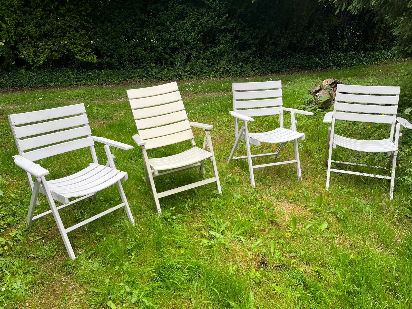 4 houten tuinstoelen, Tuin en Terras, Ophalen, Gebruikt