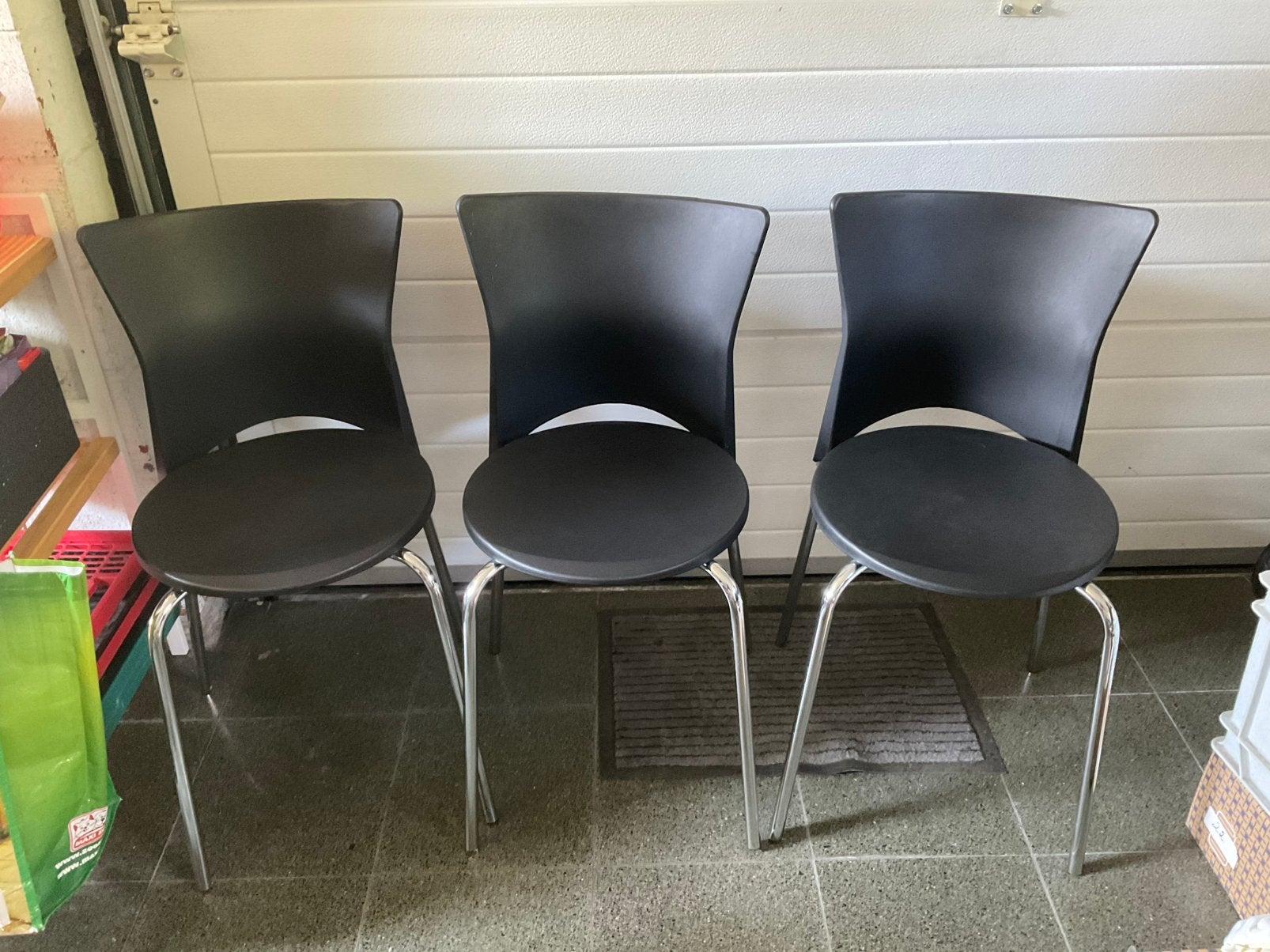 3 zwarte keukenstoelen, Ophalen, Gebruikt, Zwart, Modern