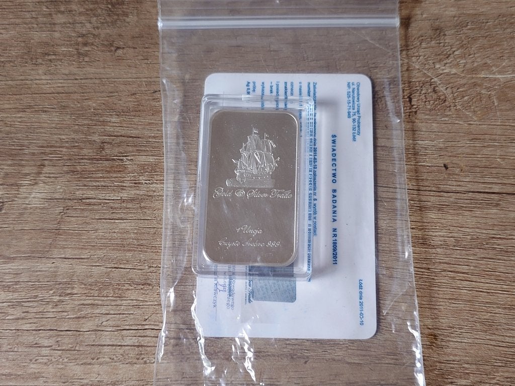 1 Oz Sztabka srebra Ag.999 Silver & Trade + Certificaat, Verzenden, Zilver