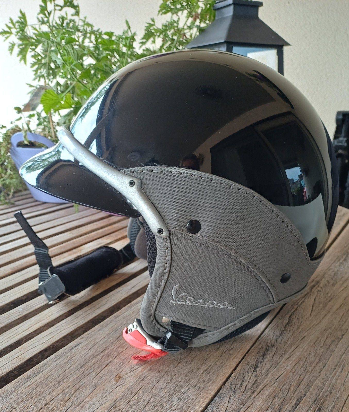 Originele Vespa helm zwart/grijs, Ophalen, M