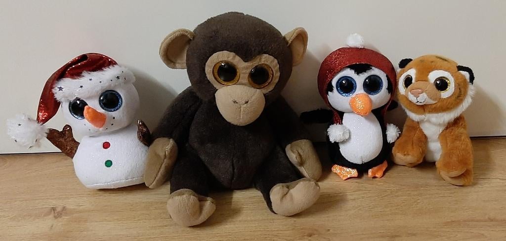 4 Ty knuffels/pluche (als geheel of per stuk), Enfants & Bébés, Jouets | Peluches, Enlèvement ou Envoi, Comme neuf, Singe, Ty