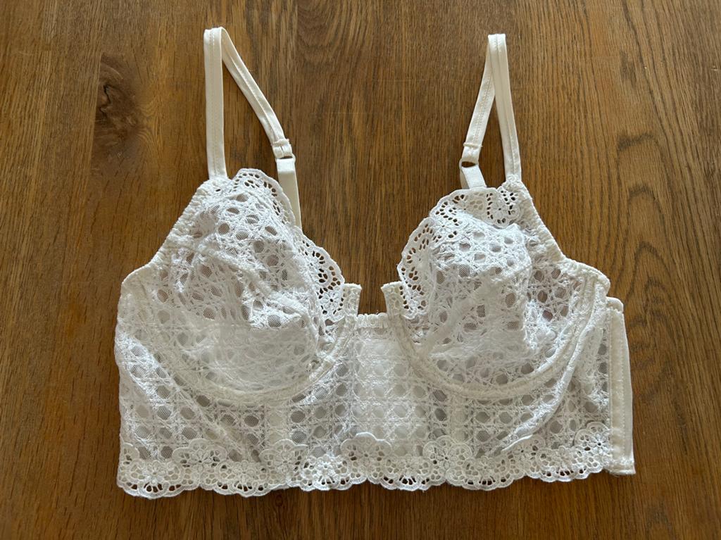 Vintage 90’ bustier Christian Dior 75C, Kleding | Dames, Ondergoed en Lingerie, Ophalen of Verzenden, Wit, BH