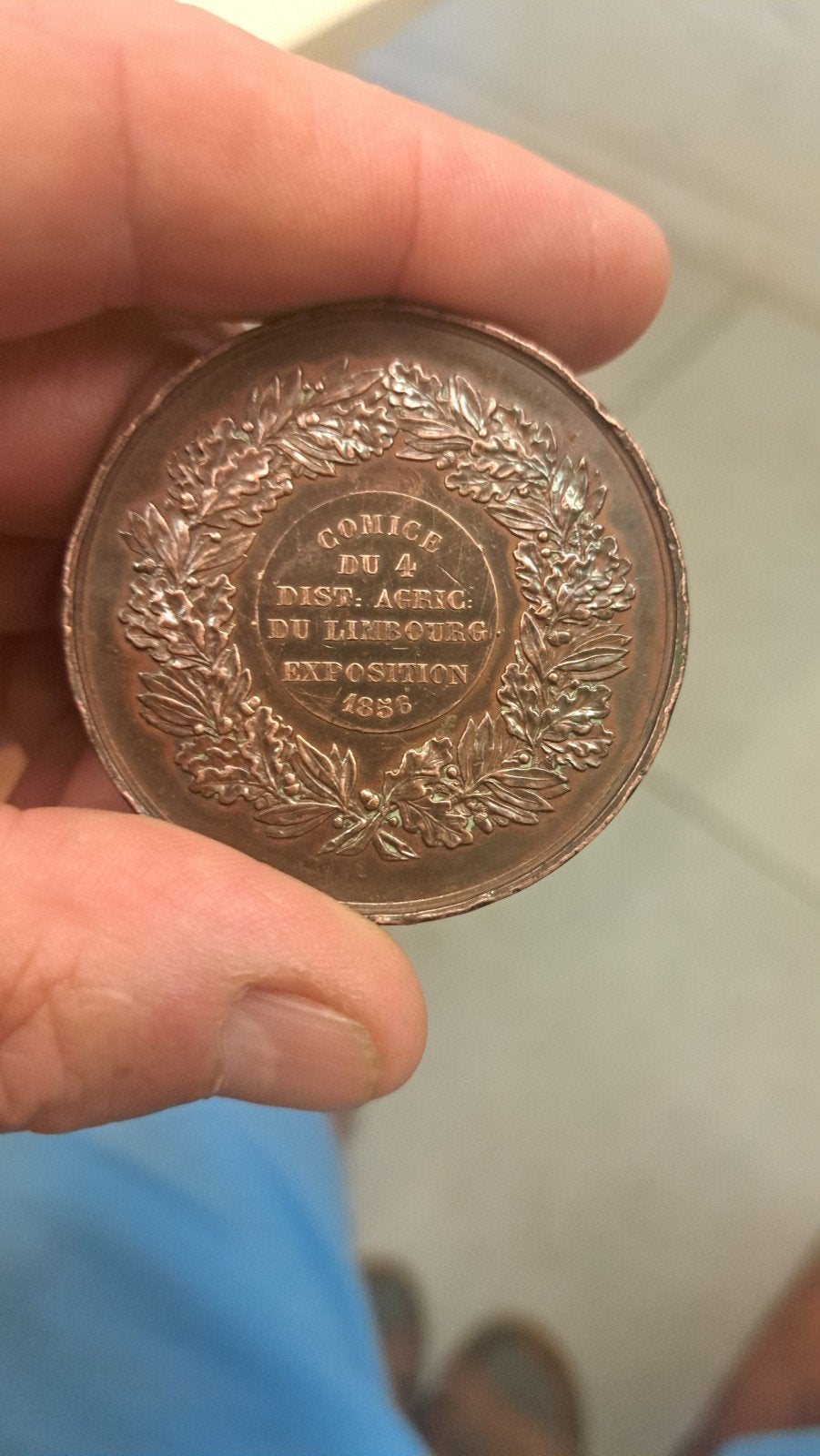 koperen medaille leopold 1 1856 landbouw limbourg, Antiek en Kunst, Ophalen of Verzenden
