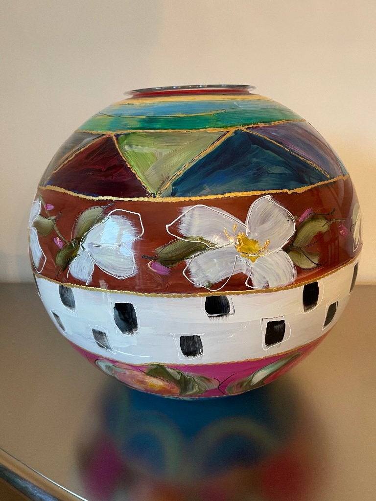 Handgeschilderde Doortje Ijpelaar vaas, Huis en Inrichting, Ophalen, Handgemaakt, Meerkleurig, 35 cm