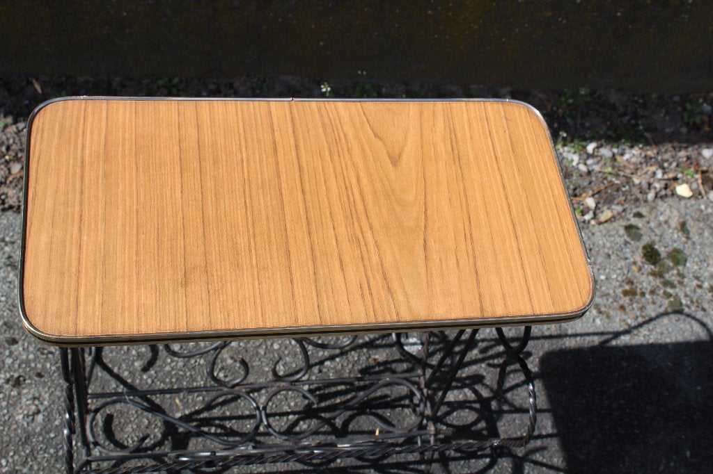 Vintage magazinerek, plantentafel,  formica & smeedijzer.., Ophalen, Overige typen