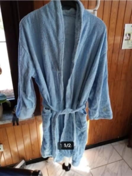 Lichtblauwe badjas ~ 48 en beige badjas ~ L/XL , 5€/stuk, Enlèvement ou Envoi, Porté, Beige