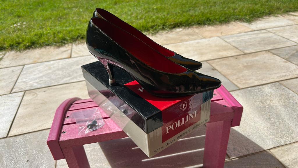 Zwarte leren lak schoenen dames Pollini maat 39, Ophalen, Zwart, Schoenen met hoge hakken, Gedragen