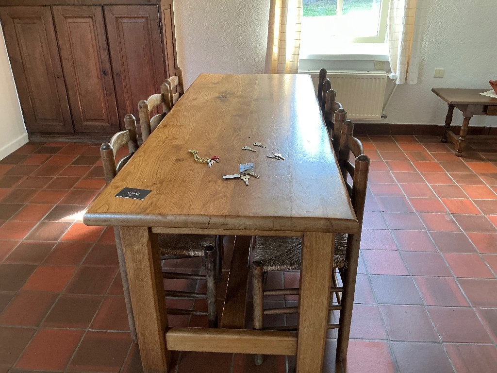 Eiken Eettafel met 6 stoelen, Maison & Meubles, Landelijk, Enlèvement, Utilisé, Chêne