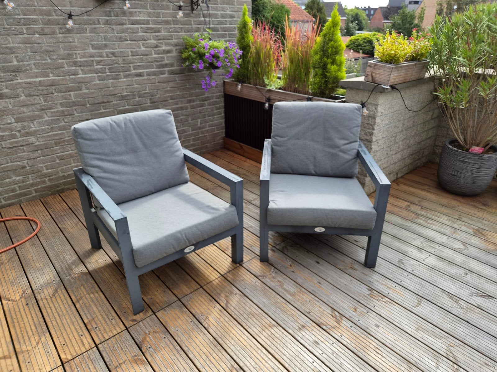 lounge zetels . Antraciet kleur . 72 breed en 78 diepte ., Tuin en Terras, Gebruikt, Aluminium, Loungeset, Stoel
