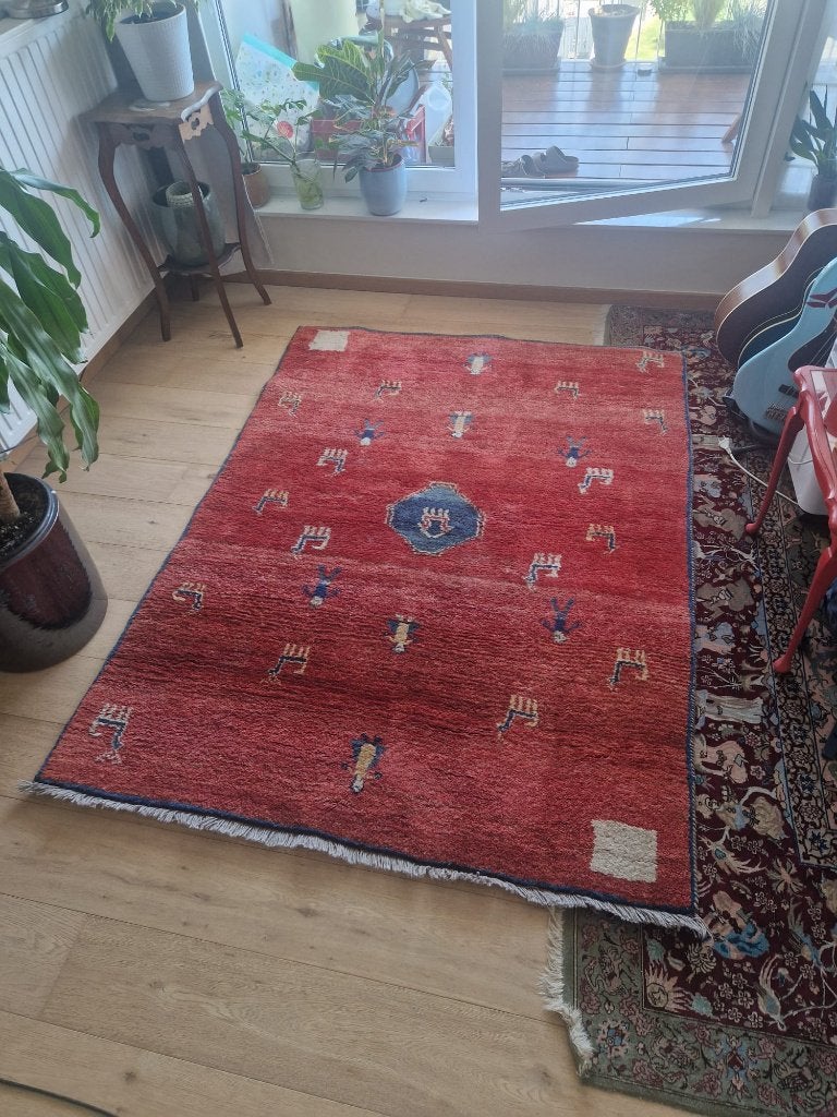 Gabbeh Perzisch handgeknoopt wollen — 198  148 cm, Ophalen, Gebruikt, 150 tot 200 cm, Rechthoekig