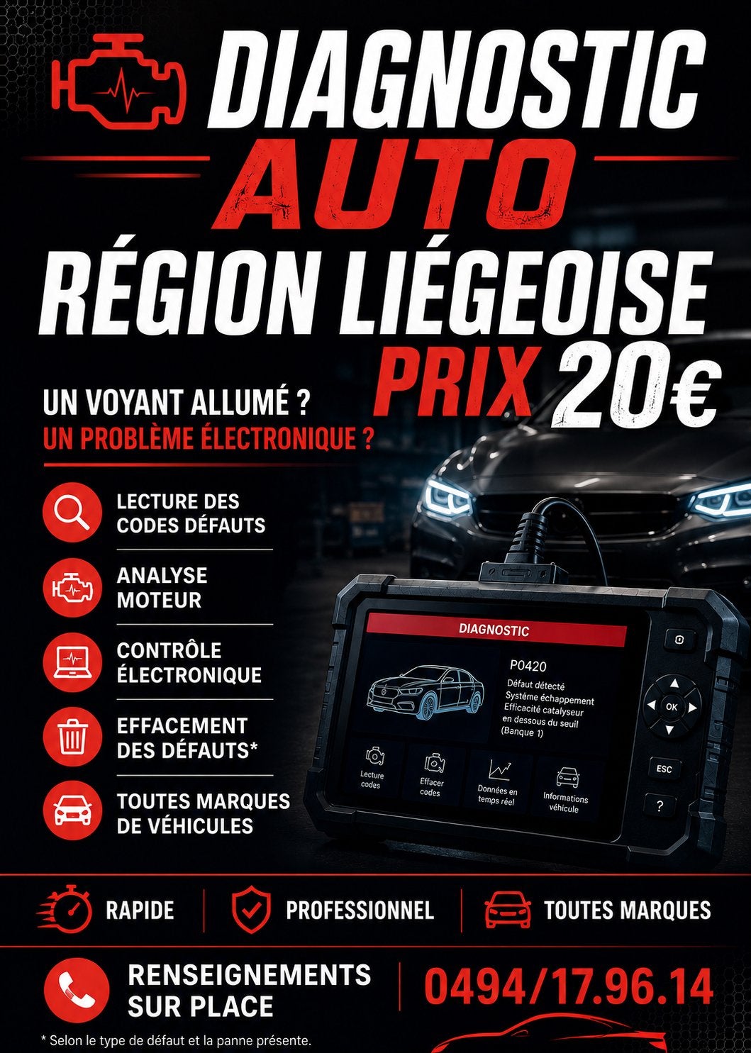 Diagnostic auto prix 20€, Auto diversen, Auto-accessoires, Zo goed als nieuw, Ophalen