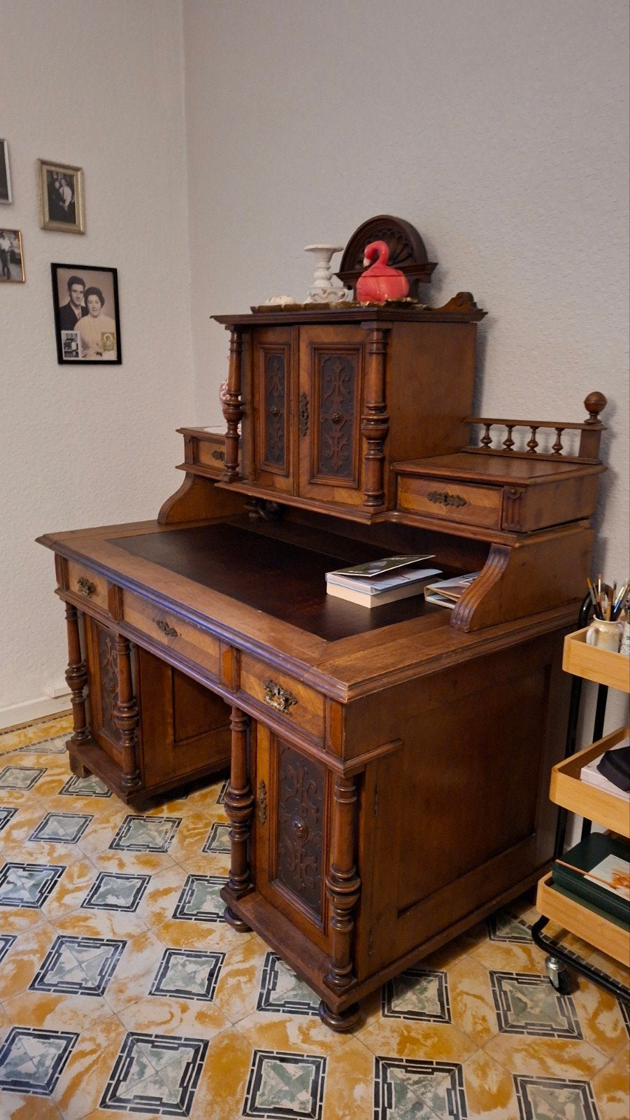 Gotische bureau, Huis en Inrichting, Ophalen, Hout, Antiek, Bruin