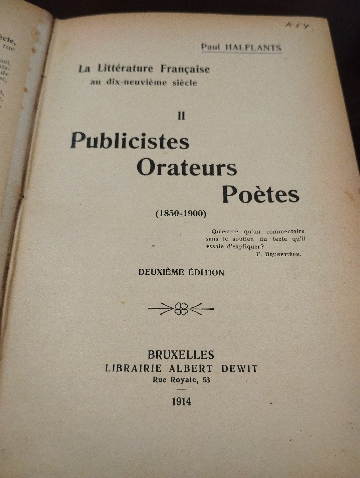 Livre ancien 1914 Publicistes Orateurs Poêtes  P. Halflants, Antiquités & Art, Antiquités | Livres & Manuscrits, Enlèvement ou Envoi