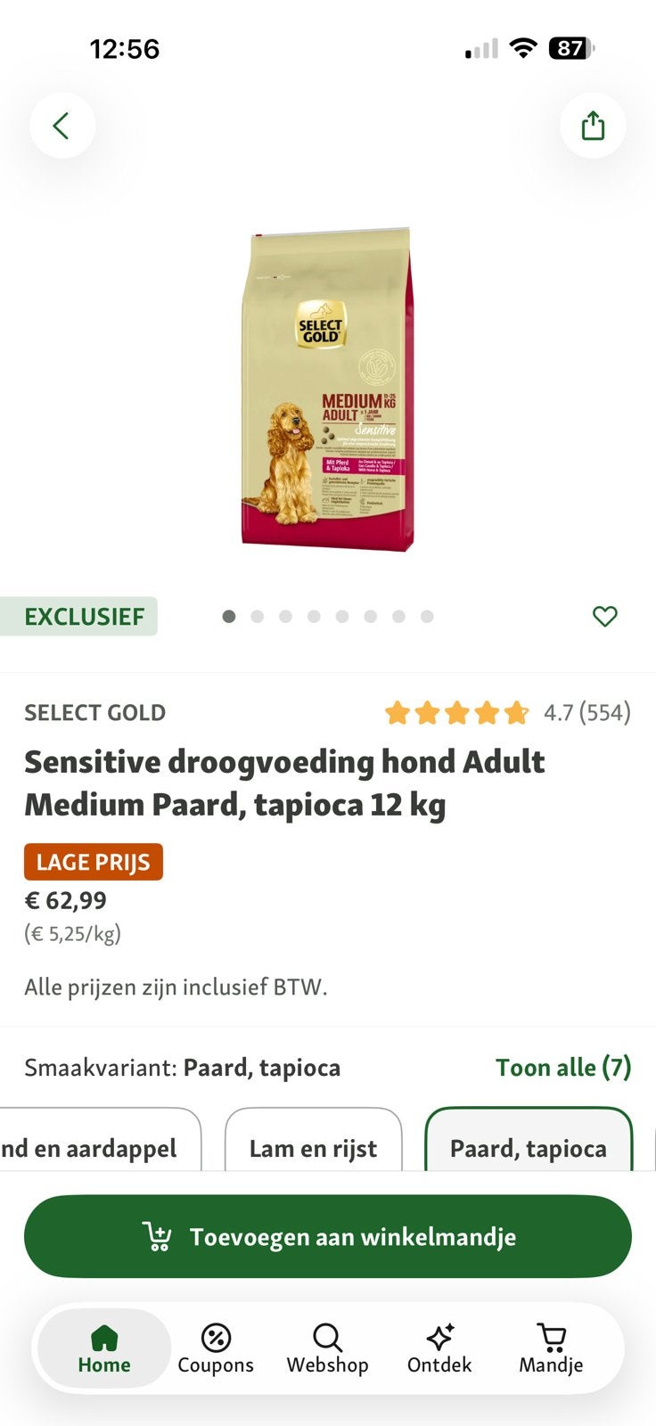 Hondenbrokken 1,5 zak select gold, paard, Dieren en Toebehoren, Dierenvoeding, Ophalen, Hond