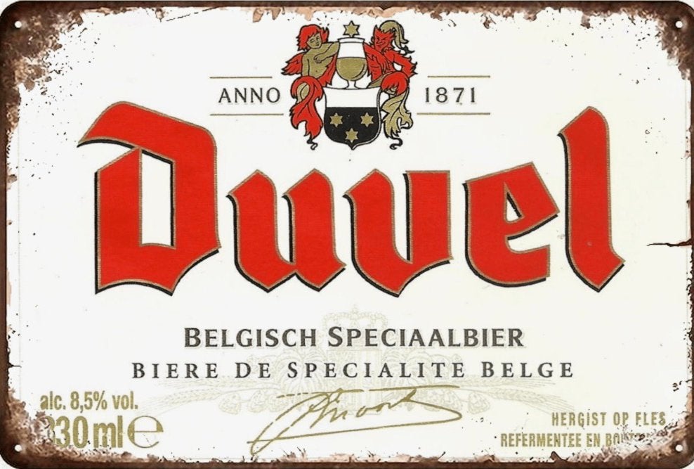 Panneau pub en bois Duvel label - rétro vintage mancave, Enlèvement ou Envoi, Neuf, Panneau, Plaque ou Plaquette publicitaire