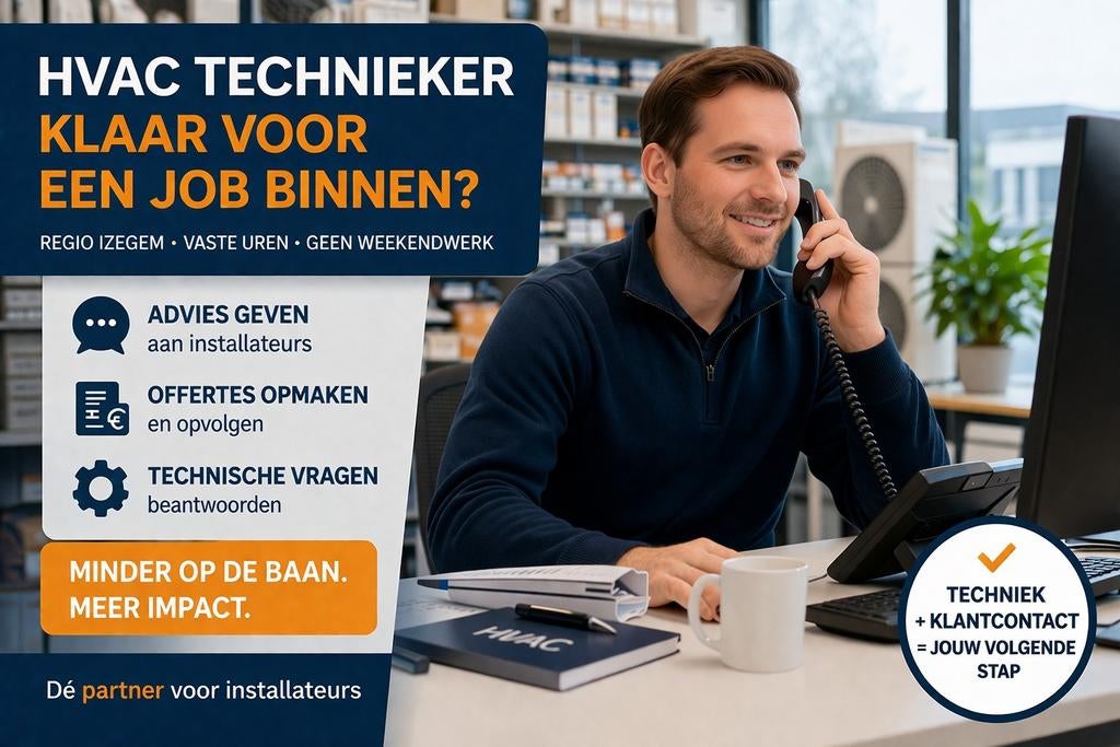 Technieker verwarming/warmtepomp die minder op de baan wil?, Vacatures, Vacatures | Techniek