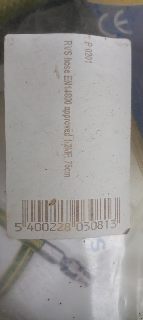 Gasdarm 1/2" 75cm RVS + gaskraan nieuw, Ophalen, Nieuw, Kraan